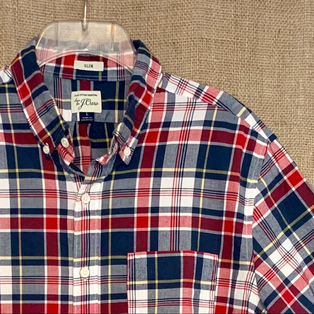J. CREW Men’s Blue, Red Plaid Button Down Shirt L